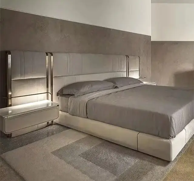B-Bollant Beige Contemporary Minimalist style Velvet Upholstered King Size Bed Option 2 - Image 1