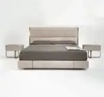 B-Bollant Beige Contemporary Minimalist style Velvet Upholstered King Size Bed - Image 2