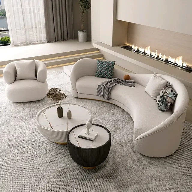 Lobby Hotel Curve Scandinavian Sofa Curved Minimalistic Couch - Image 6