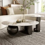 Milano Luxe Italian Marble Coffee Table Set – Modern Design with Stainless Steel Legs
