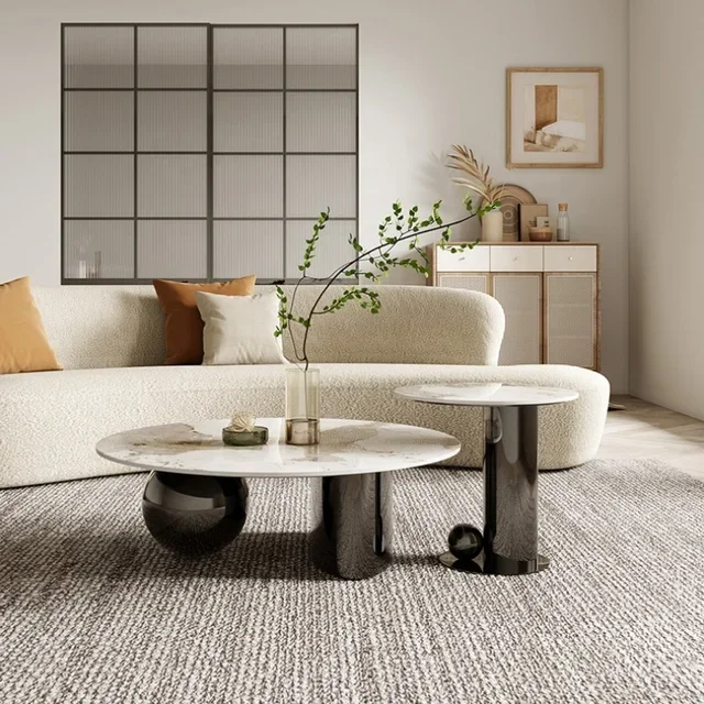 Milano Luxe Italian Marble Coffee Table Set – Modern Design with Stainless Steel Legs - Image 2