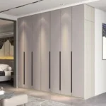 DeckUp Plus 4 Door Wardrobe with Drawer and 1 Hanging Space (Grey)4 Door, With Drawer, Without Mirror, 1 Hanging Area, Grey Customizable Wardrobe Stainless Steel Handles High Gloss Shutters and fittings - Image 4