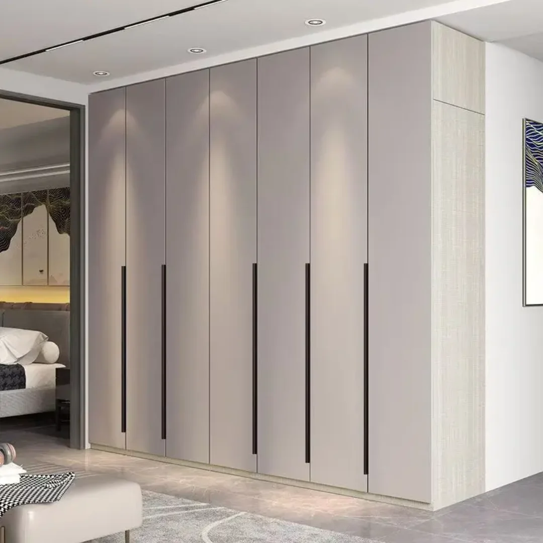 DeckUp Plus 4 Door Wardrobe with Drawer and 1 Hanging Space (Grey)4 Door, With Drawer, Without Mirror, 1 Hanging Area, Grey Customizable Wardrobe Stainless Steel Handles High Gloss Shutters and fittings - Image 4