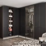 Wellspring Plus 4 Door Wardrobe with Drawer and 1 Hanging Space (Grey)4 Door, With Drawer, Without Mirror, 1 Hanging Area, Grey Customizable Wardrobe Stainless Steel Handles High Gloss Shutters and fittings - Image 3