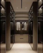 Wellspring Plus 4 Door Wardrobe with Drawer and 1 Hanging Space (Grey)4 Door, With Drawer, Without Mirror, 1 Hanging Area, Grey Customizable Wardrobe Stainless Steel Handles High Gloss Shutters and fittings - Image 5