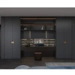 Storack Plasma 4 Door walk-in closet Wardrobe with Drawer and 1 Hanging Space (Grey)4 Door, With Drawer, Without Mirror, 1 Hanging Area, Grey Customizable Wardrobe Stainless Steel Handles High Gloss Shutters and fittings - Image 2