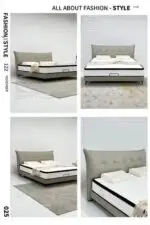 Jazz Brown Contemporary Minimalist style Velvet Upholstered King Size Bed