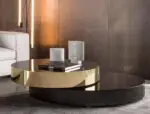 Crosby Luxxe Round Stacked Coffee Table Set (2-in-1) – Stainless Steel & Glass Elegance