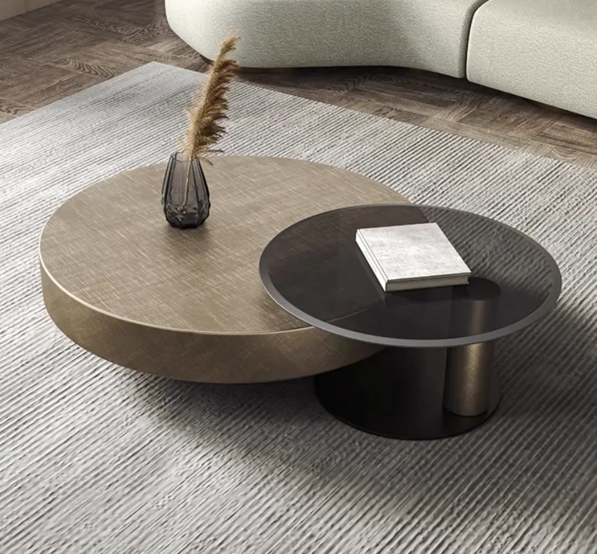 Jetta Minimalist Round Italian veneer Coffee Table Set - Luxurious Nordic Design - Image 4