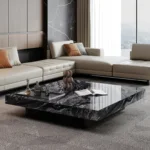 Nesting Coffee Table with Italian Veneer and Glass Top Side Table
