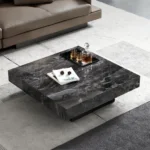 Nesting Coffee Table with Italian Veneer and Glass Top Side Table - Image 5