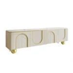 Agnes TV Unit Modern TV unit Mild Steel Golden Leg + Marble Top White - Image 2