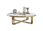 Glenn Coffee Table Gold Stainless Steel base With Faux Marble Table Top - Image 4