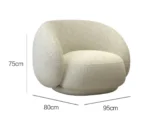 Custom Made Modern Design White Boucle Fabric Sofa Chair - Image 3