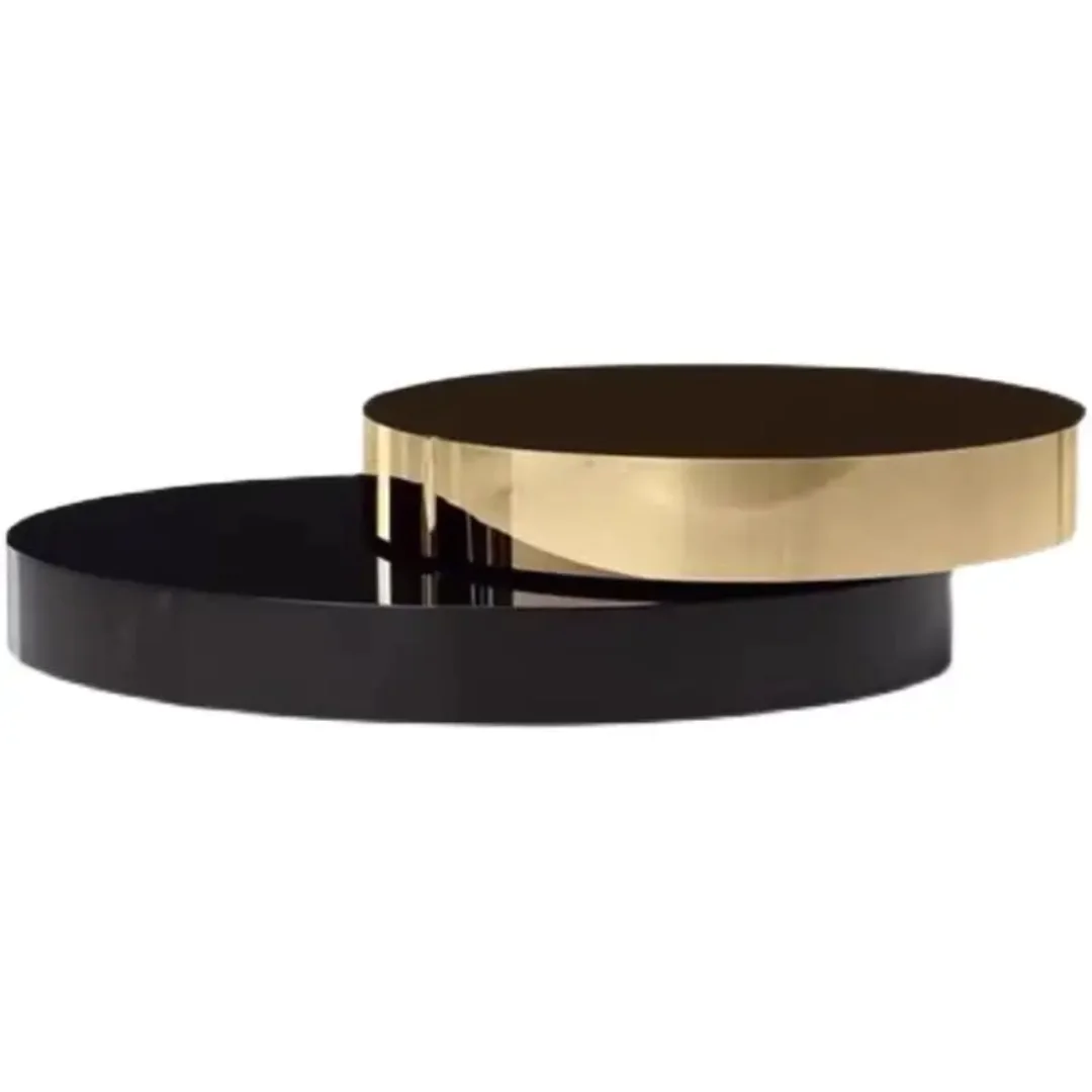 Crosby Luxxe Round Stacked Coffee Table Set (2-in-1) – Stainless Steel & Glass Elegance - Image 2
