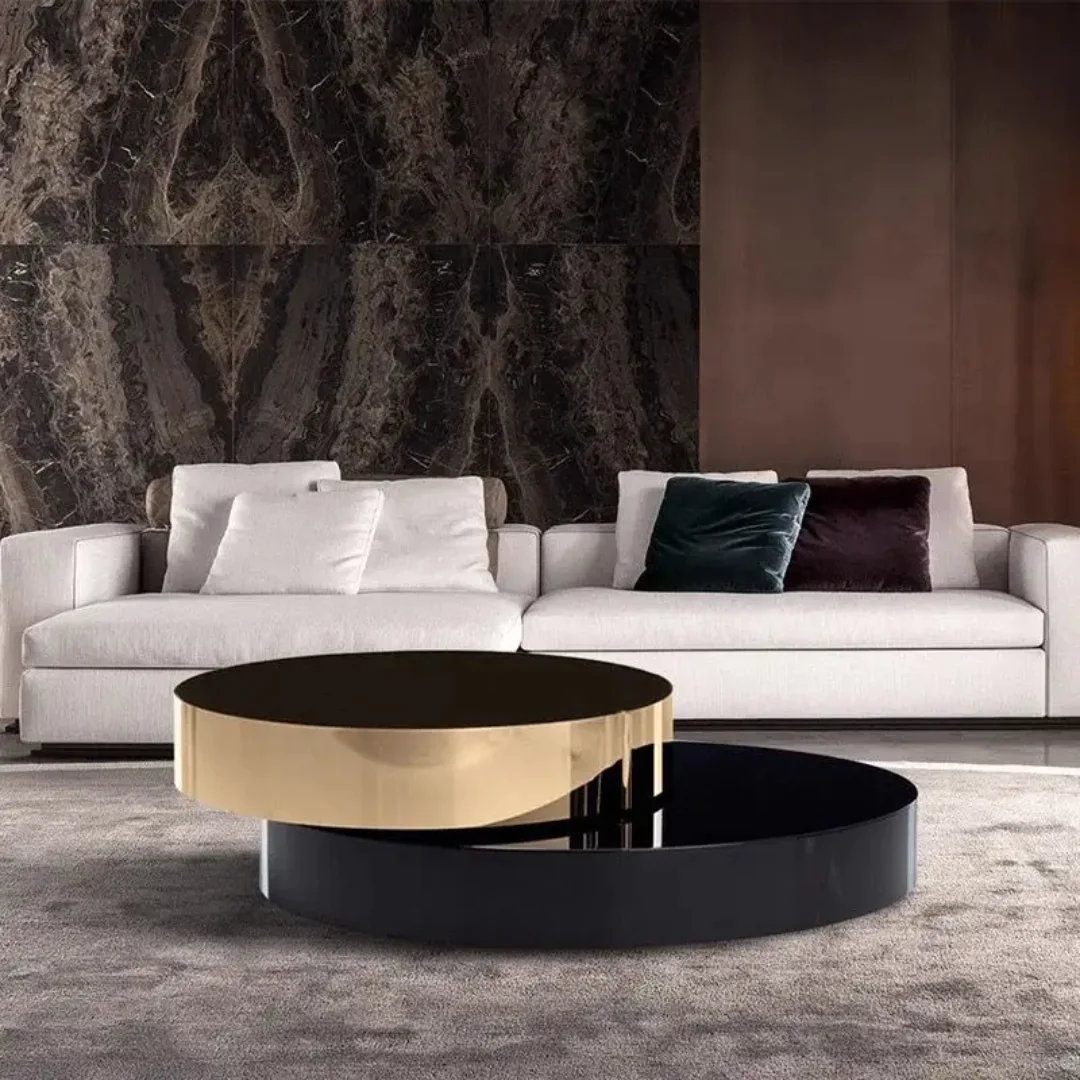 Crosby Luxxe Round Stacked Coffee Table Set (2-in-1) – Stainless Steel & Glass Elegance - Image 7