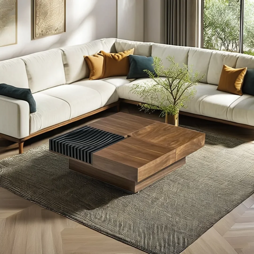 Palisades Square Contemporary Wooden Coffee Table - Image 4