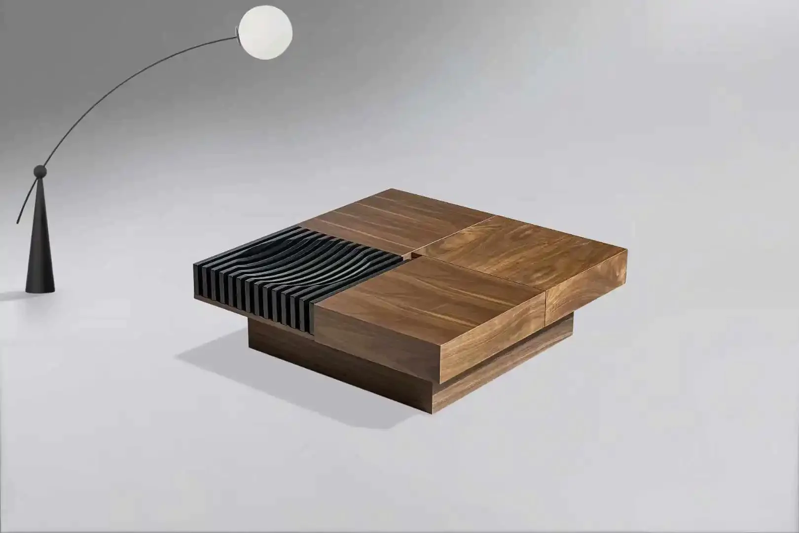 Palisades Square Contemporary Wooden Coffee Table - Image 2