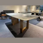 Gather 8-Seater Luxury Marble Dining Table – 220x112x76 cm | Stainless Steel Base | Premium Modern Design (8-seater)