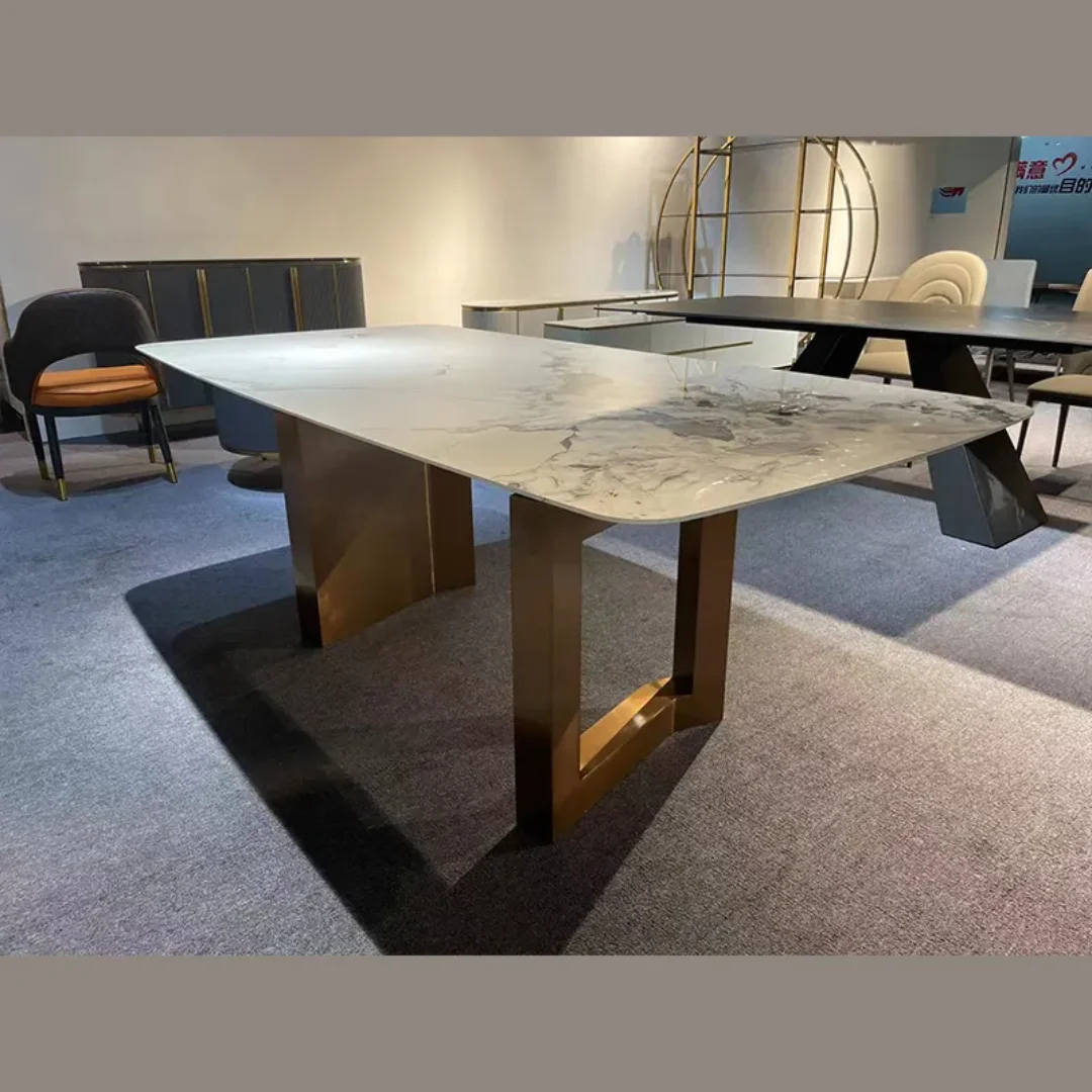 2025/05/1000154405.png Gather 8-Seater Luxury Marble Dining Table – 220x112x76 cm | Stainless Steel Base | Premium Modern Design (8-seater) - Image 1