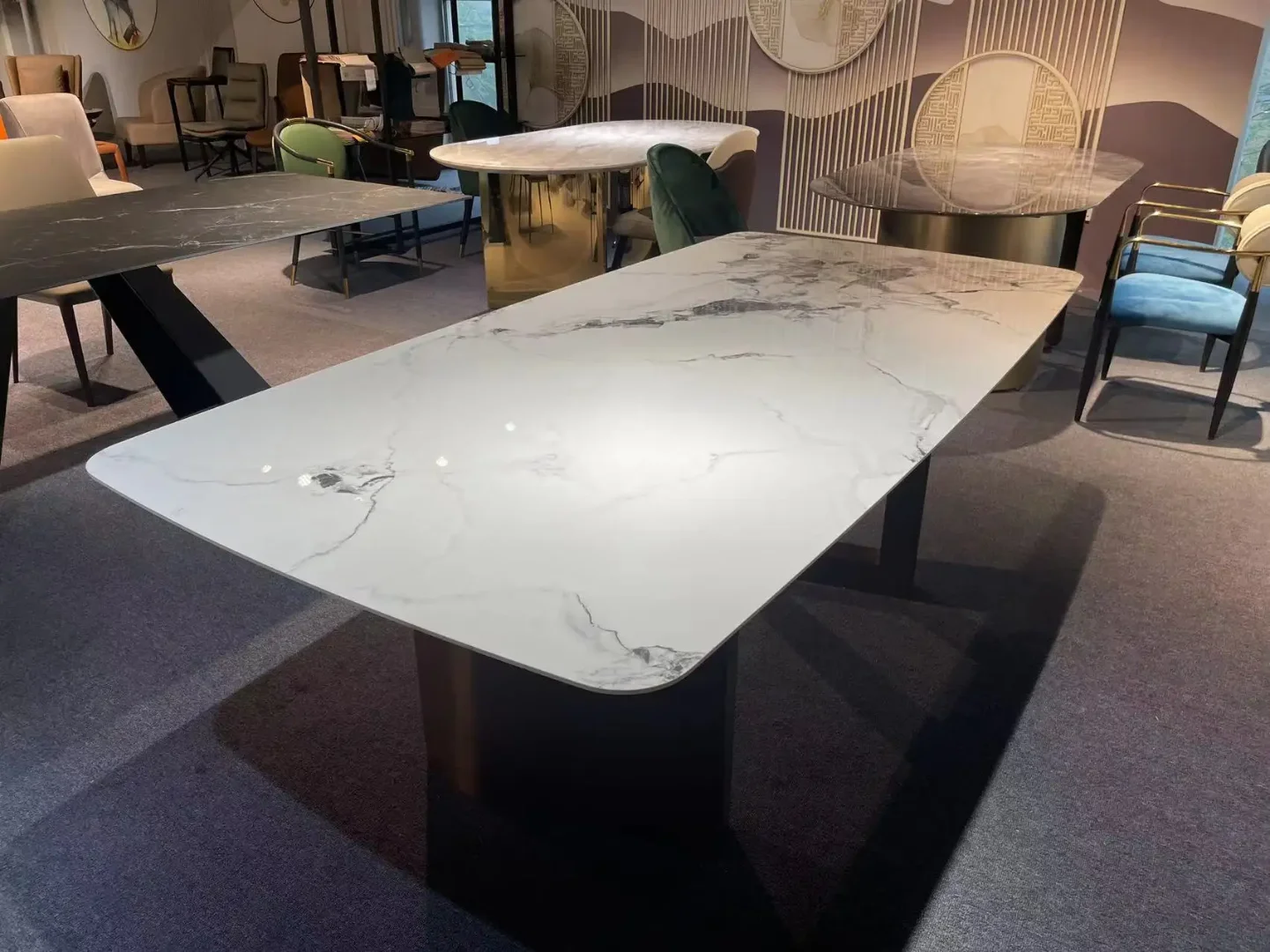 Gather 8-Seater Luxury Marble Dining Table – 220x112x76 cm | Stainless Steel Base | Premium Modern Design (8-seater) - Image 5