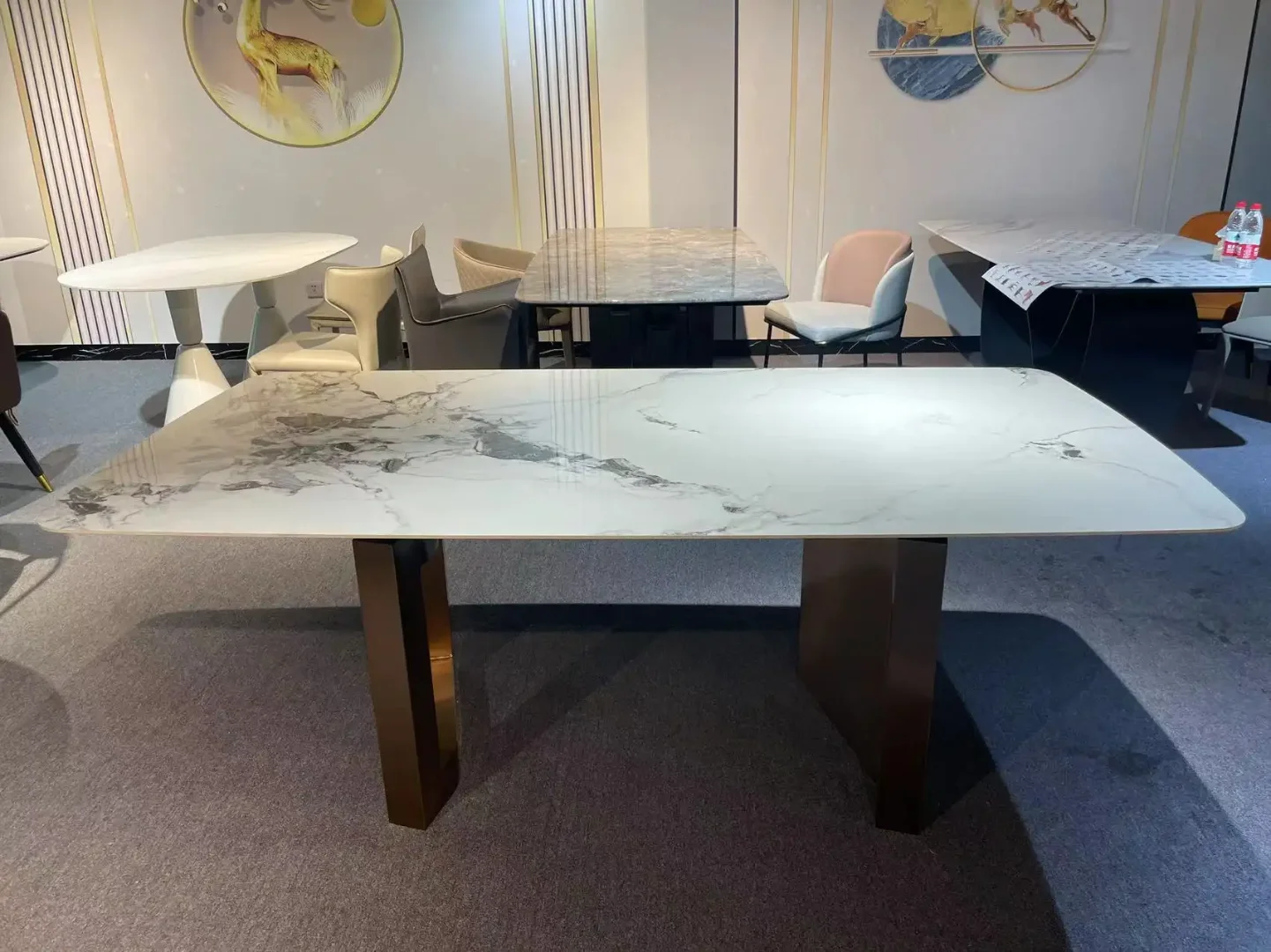 Gather 8-Seater Luxury Marble Dining Table – 220x112x76 cm | Stainless Steel Base | Premium Modern Design (8-seater) - Image 2