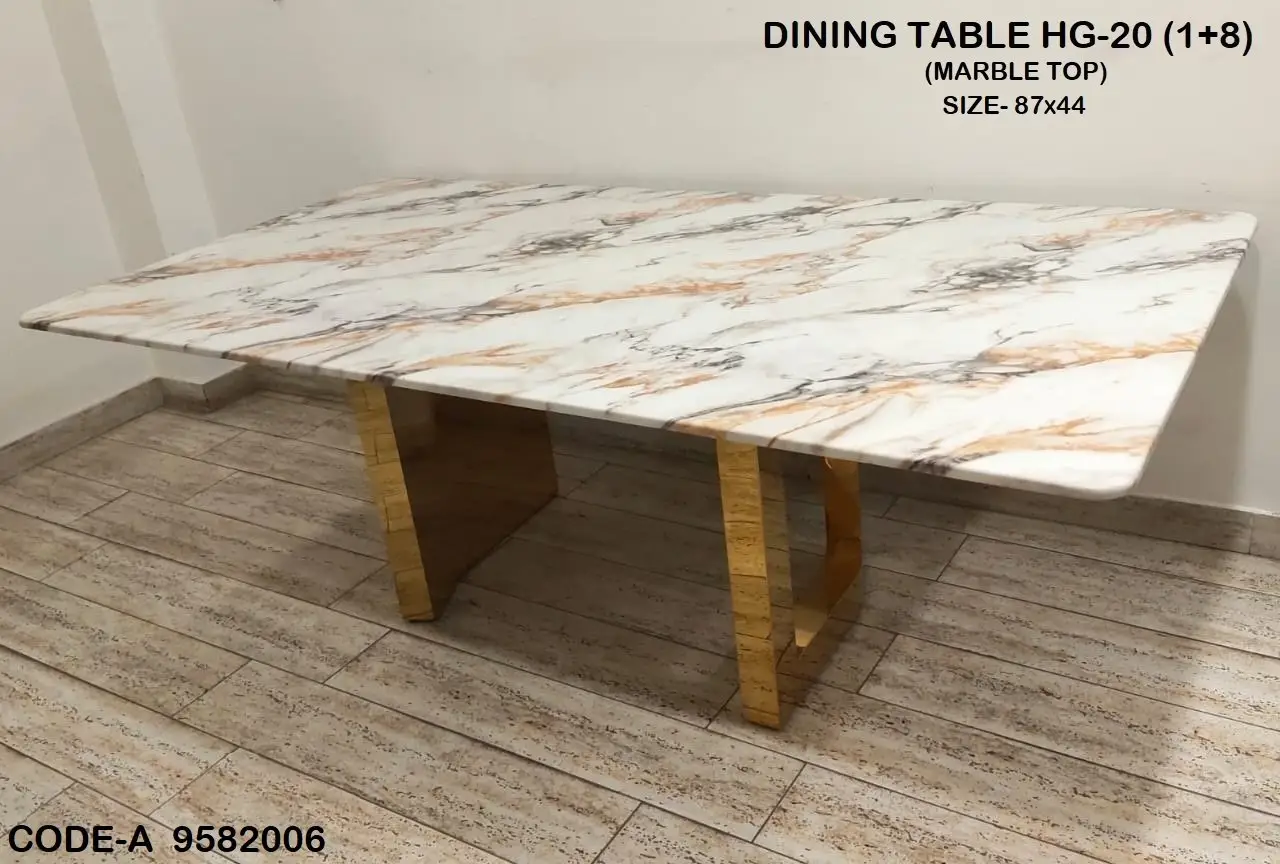Gather 8-Seater Luxury Marble Dining Table – 220x112x76 cm | Stainless Steel Base | Premium Modern Design (8-seater) - Image 7