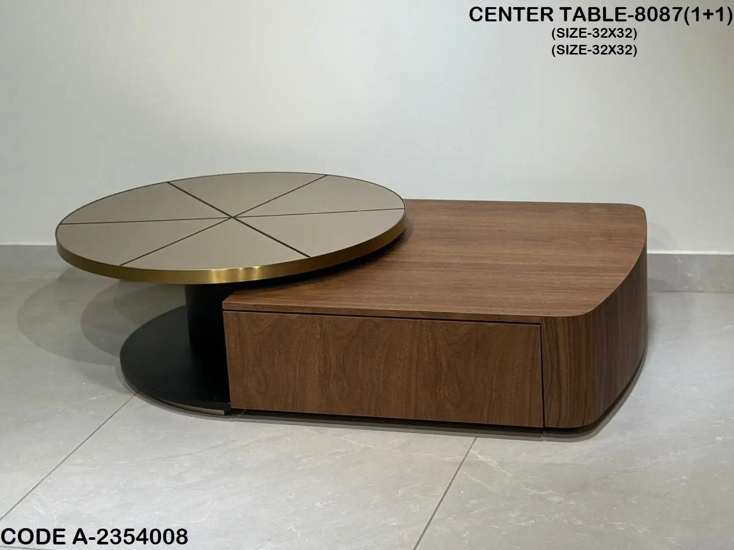 Kusha Rectangle Side Tables with Gold top Coffee Table - Image 1
