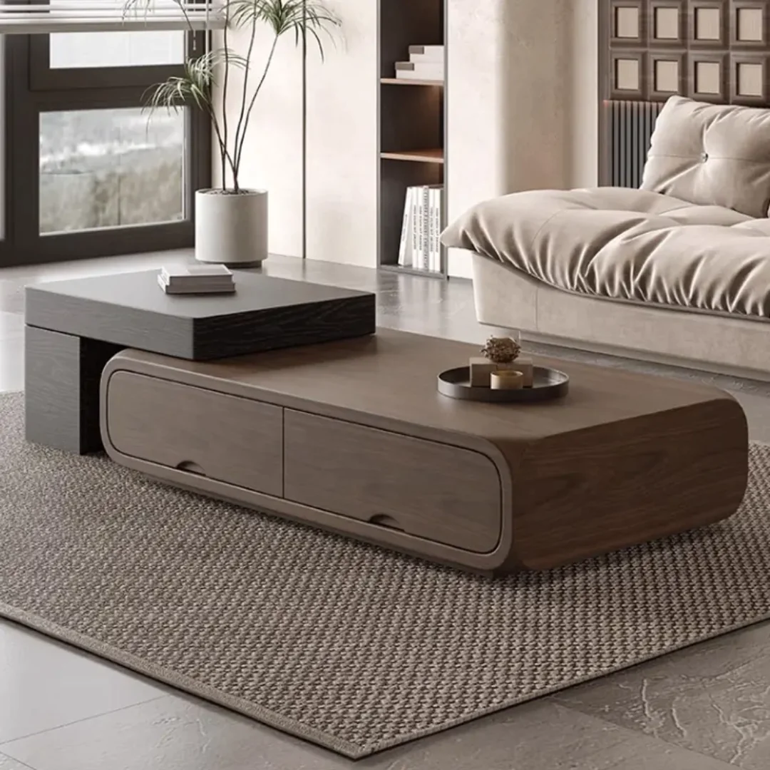 Astra Mid-Century Walnut wooden Coffee Table with Large Storage Drawer - Image 2
