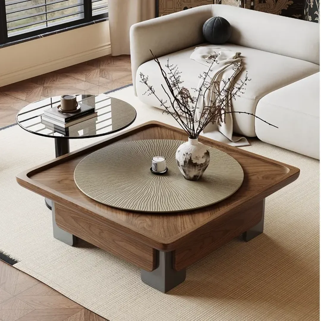 Modern Center Table Luxury Living Room Engineered Wood Base With Italian Veneer Top - Image 1