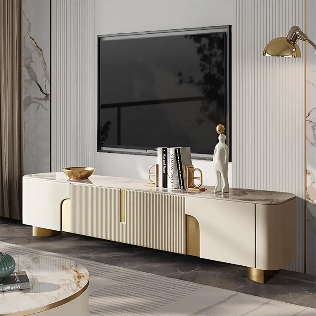 2025/05/1000154696.png Rio TV Unit White Cabinet Gold Leg and Faux Marble Top - Image 1