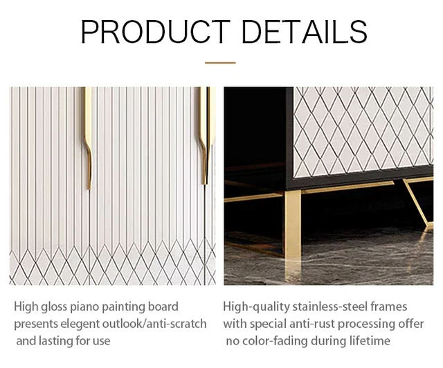 Galaxy Bar Unit High Gloss sideboard cabinet with Stainless Steel Base - Image 2