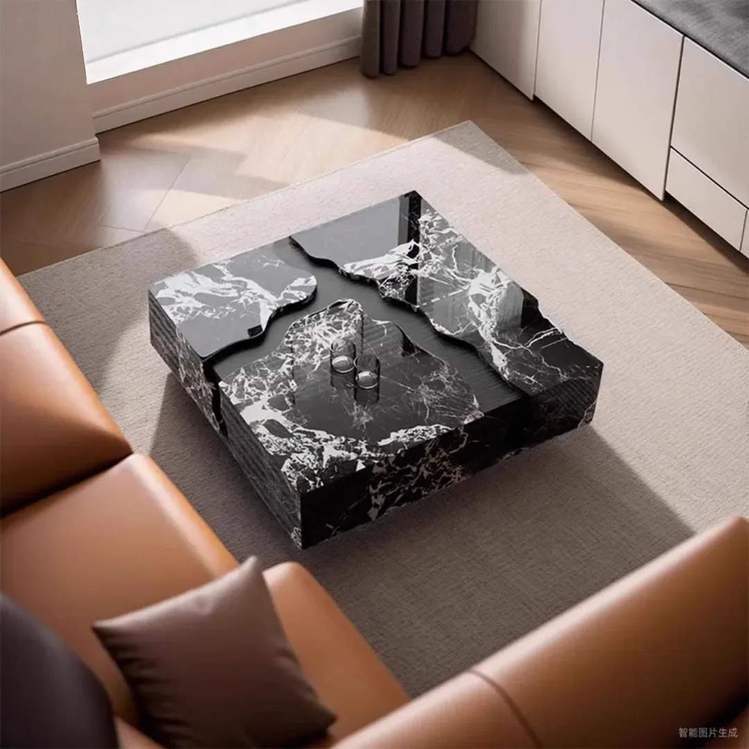Jimmy Nordic Luxe Coffee Table Marble Slate wooden-black - Image 5