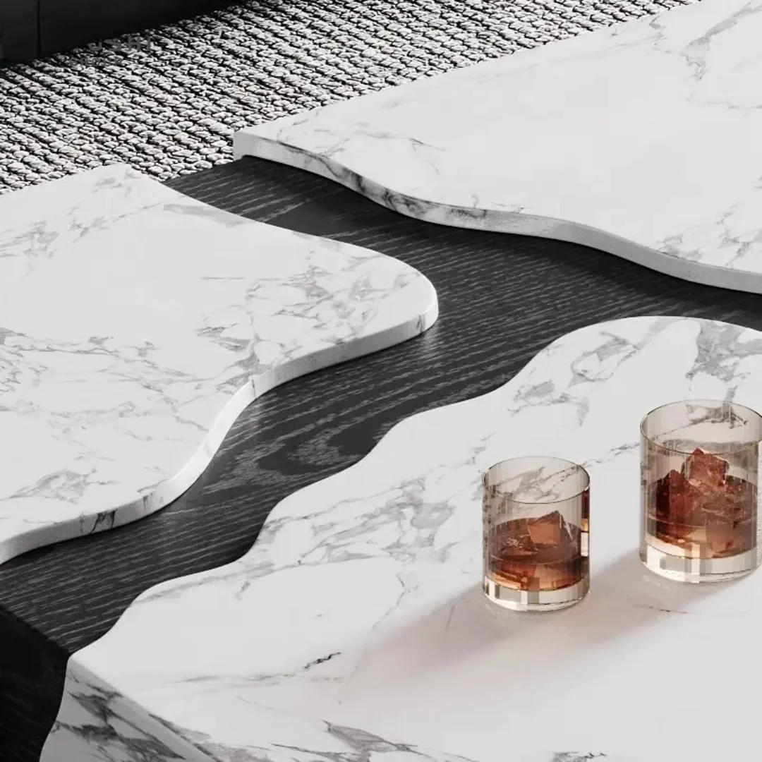 Jimmy Nordic Luxe Coffee Table Marble Slate wooden-black - Image 3
