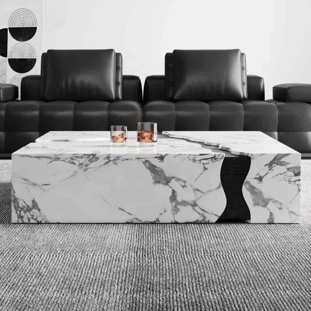 Jimmy Nordic Luxe Coffee Table Marble Slate wooden-black - Image 2
