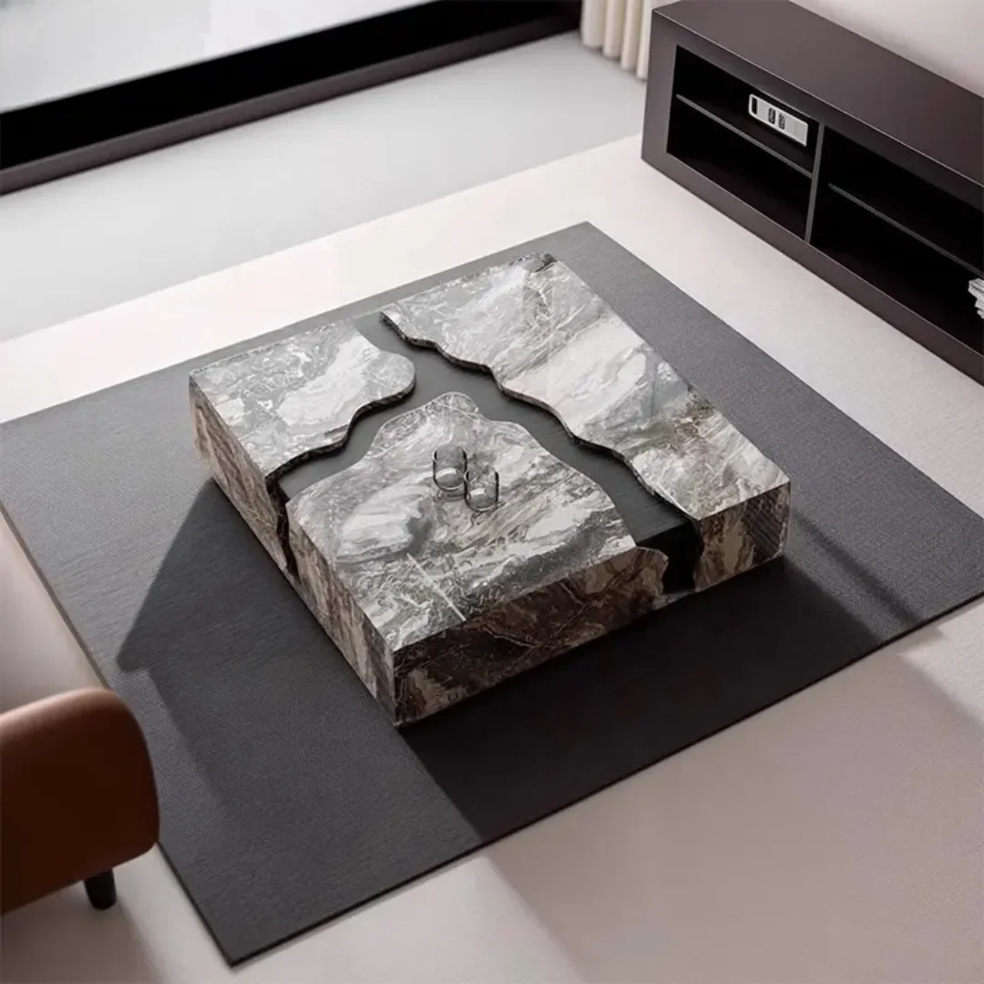 Jimmy Nordic Luxe Coffee Table Marble Slate wooden-black - Image 4