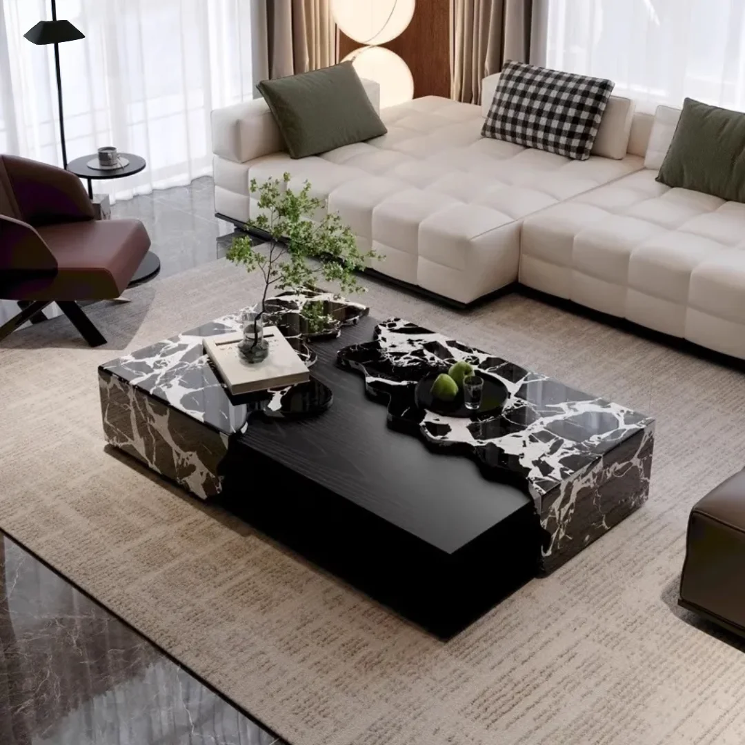 2025/05/1000154897.png Iota Modern Rectangular Coffee Table | White & Black Marble Finish - Image 1