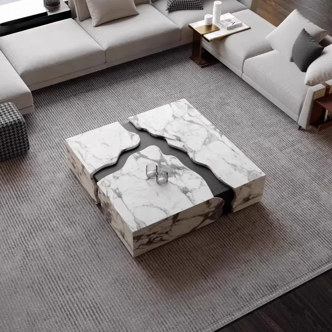 Jimmy Nordic Luxe Coffee Table Marble Slate wooden-black - Image 6