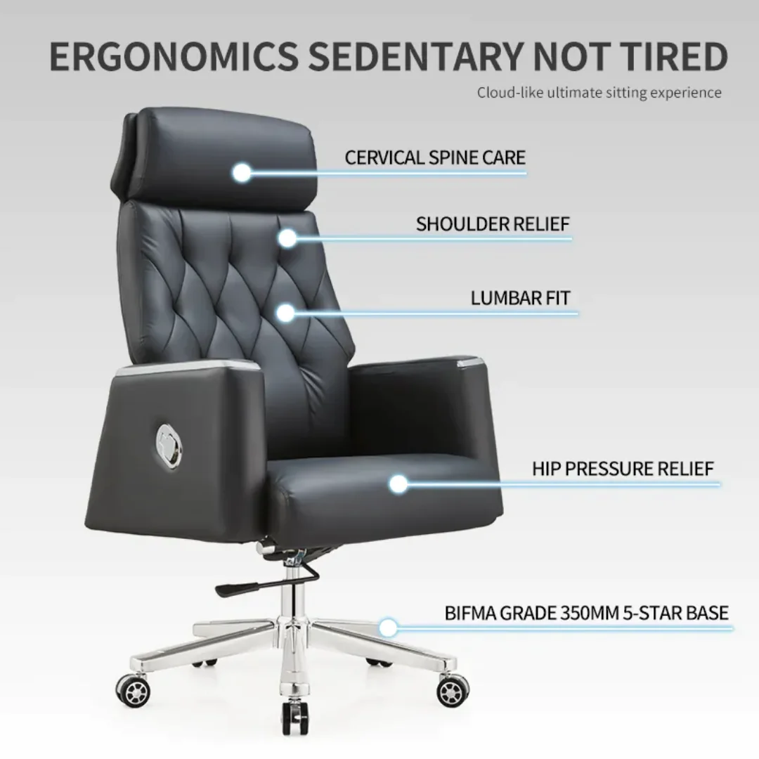 Crosby Executive Ergonomic Chair | Genuine Leather | Swivel Boss Chair - Image 2
