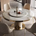 Natelier 6-Seater Circular Marble Dining Table | White Natural Stone | Premium Villa Collection