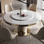 Natelier 6-Seater Circular Marble Dining Table | White Natural Stone | Premium Villa Collection - Image 5