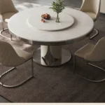 Natelier 6-Seater Circular Marble Dining Table | White Natural Stone | Premium Villa Collection - Image 6