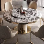 Natelier 6-Seater Circular Marble Dining Table | White Natural Stone | Premium Villa Collection - Image 2