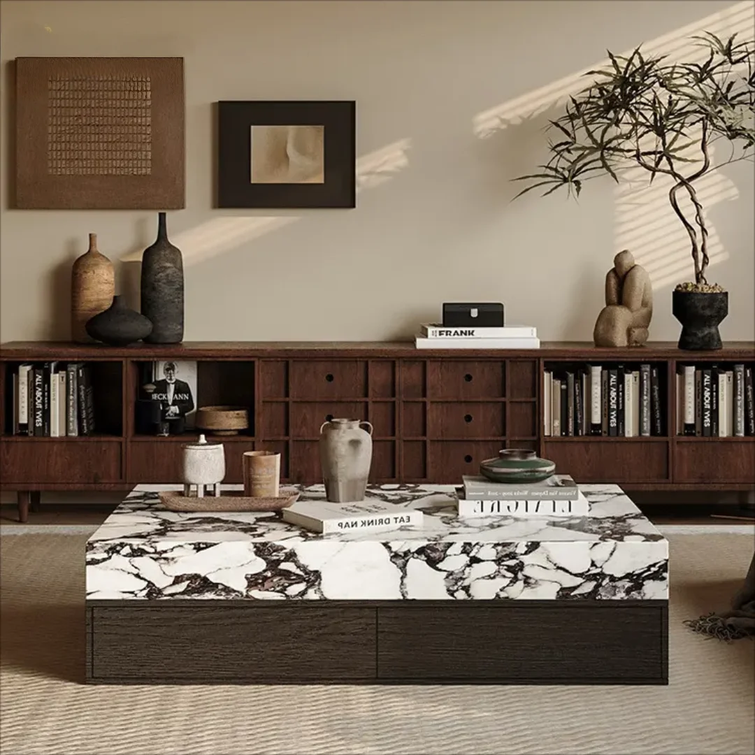 Yume Premium Rectangular Coffee Table | Marble Top | Villa Luxury - Image 3