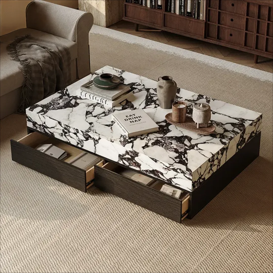 Yume Premium Rectangular Coffee Table | Marble Top | Villa Luxury - Image 6