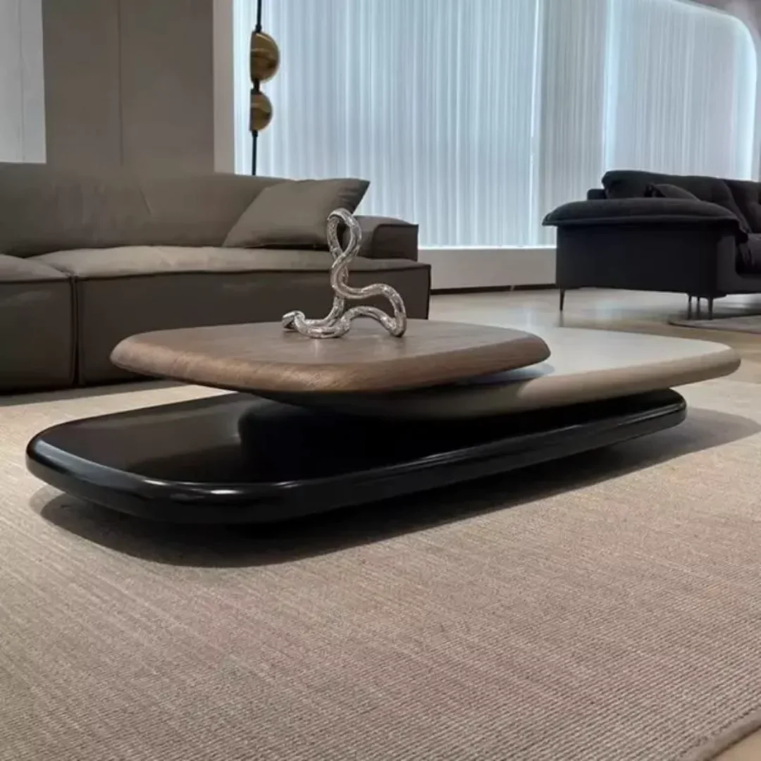 Wabi Sabi Collection Center Table Nordic Style Living Room Acrylic Engineered and Solid Wood - Image 7