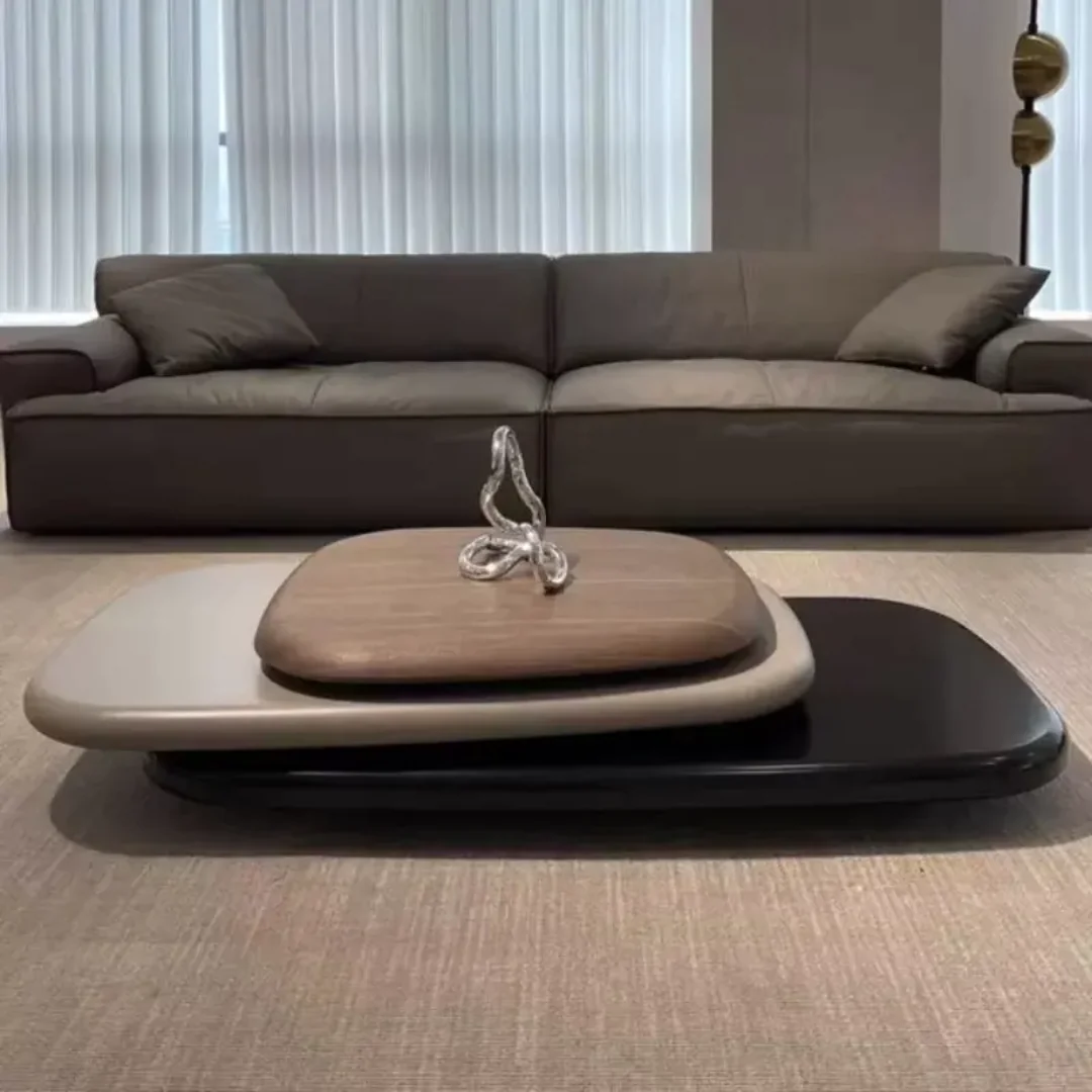 Wabi Sabi Collection Center Table Nordic Style Living Room Acrylic Engineered and Solid Wood - Image 6