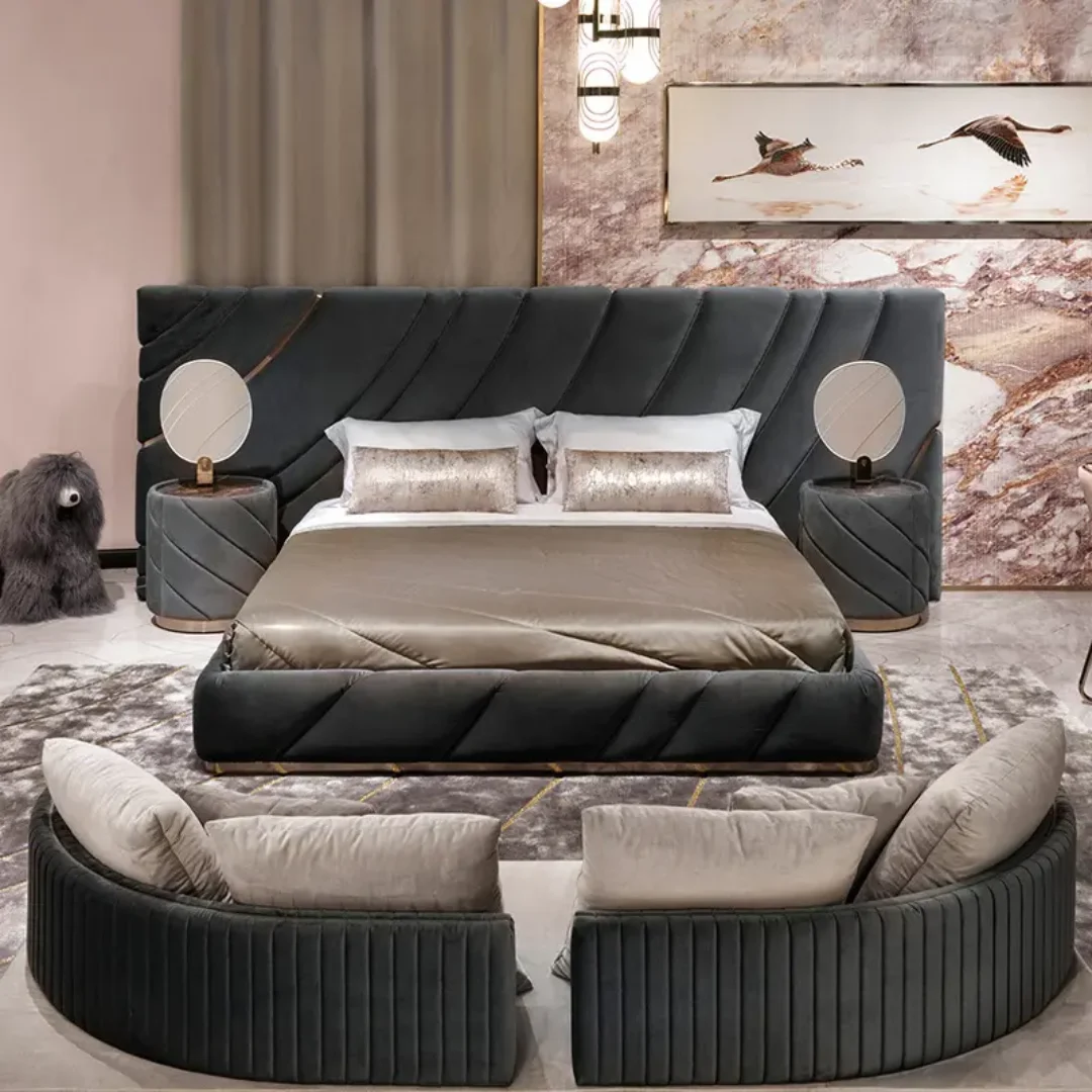 Beauty Italian bed luxury bedroom set furniture master bedroom - Image 1