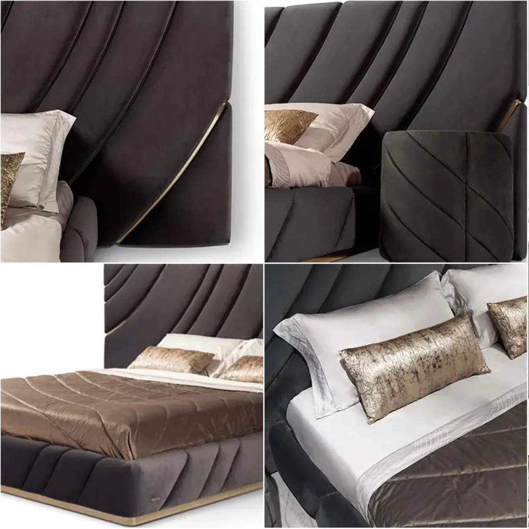 Beauty Italian bed luxury bedroom set furniture master bedroom - Image 4
