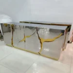 Eden Luxury Italian Modern Gold Finish Wood Sideboard Chester Storage Living Room Cabinets - Image 4
